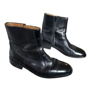 Florsheim Size 10 Black Leather Side Zip Ankle Short Boots Bootie Dress Western